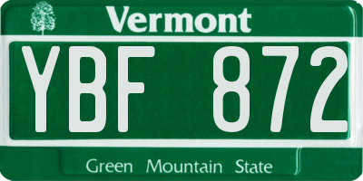 VT license plate YBF872