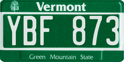 VT license plate YBF873
