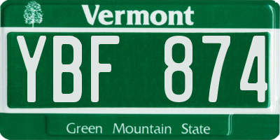 VT license plate YBF874