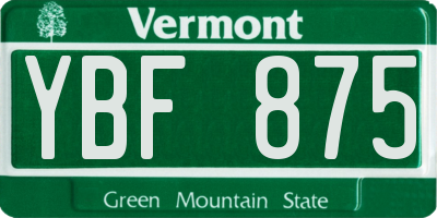 VT license plate YBF875