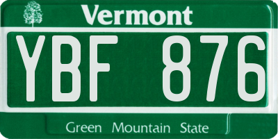 VT license plate YBF876