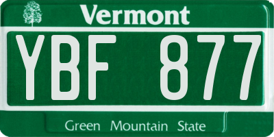 VT license plate YBF877
