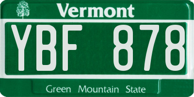 VT license plate YBF878
