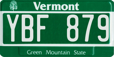 VT license plate YBF879