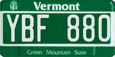 VT license plate YBF880