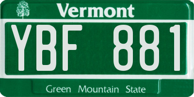 VT license plate YBF881