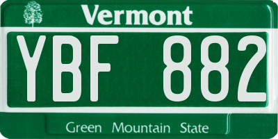 VT license plate YBF882