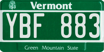 VT license plate YBF883