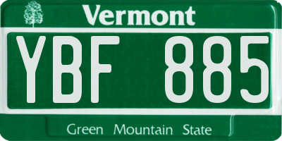VT license plate YBF885