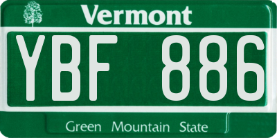 VT license plate YBF886