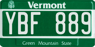 VT license plate YBF889