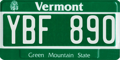 VT license plate YBF890