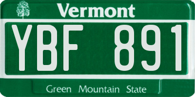 VT license plate YBF891