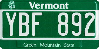 VT license plate YBF892