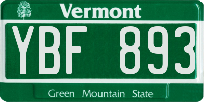 VT license plate YBF893