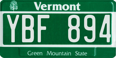 VT license plate YBF894