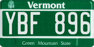 VT license plate YBF896