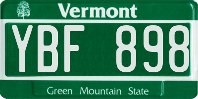 VT license plate YBF898