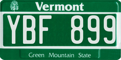 VT license plate YBF899