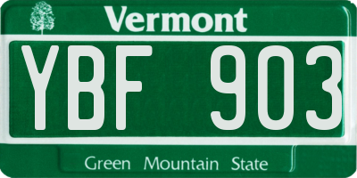 VT license plate YBF903