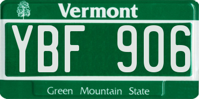 VT license plate YBF906
