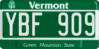 VT license plate YBF909