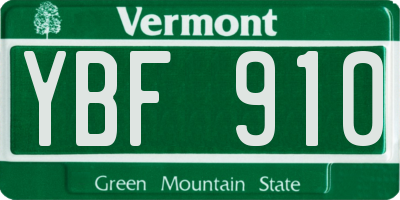 VT license plate YBF910