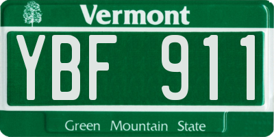 VT license plate YBF911