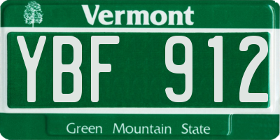 VT license plate YBF912