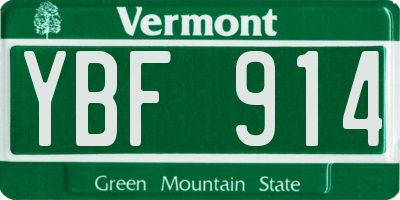 VT license plate YBF914