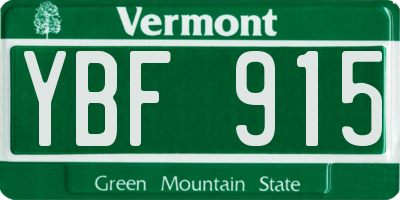 VT license plate YBF915