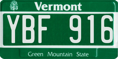 VT license plate YBF916