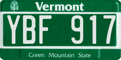 VT license plate YBF917