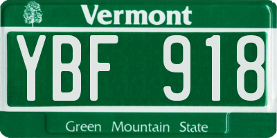 VT license plate YBF918