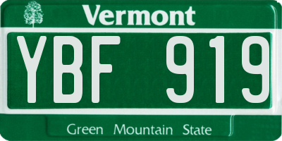 VT license plate YBF919
