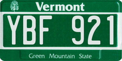 VT license plate YBF921