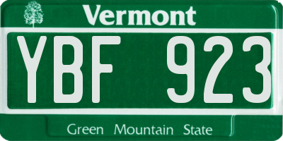 VT license plate YBF923