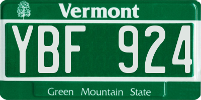 VT license plate YBF924