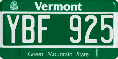 VT license plate YBF925