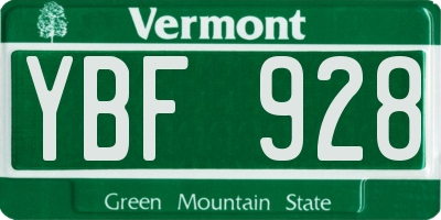 VT license plate YBF928
