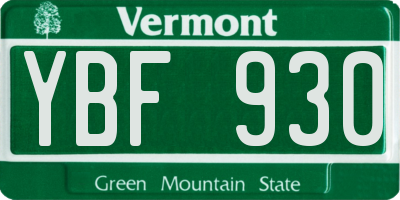 VT license plate YBF930