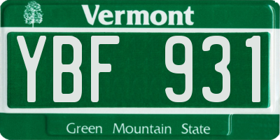 VT license plate YBF931