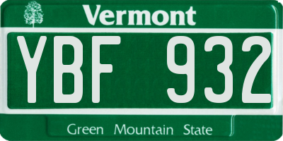 VT license plate YBF932