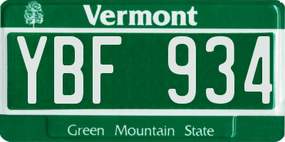 VT license plate YBF934