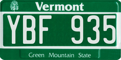 VT license plate YBF935