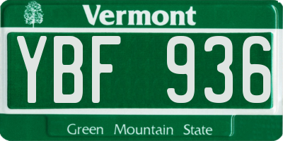 VT license plate YBF936