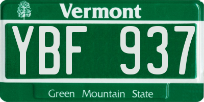 VT license plate YBF937
