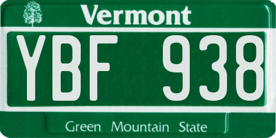 VT license plate YBF938