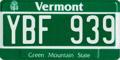 VT license plate YBF939