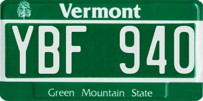 VT license plate YBF940